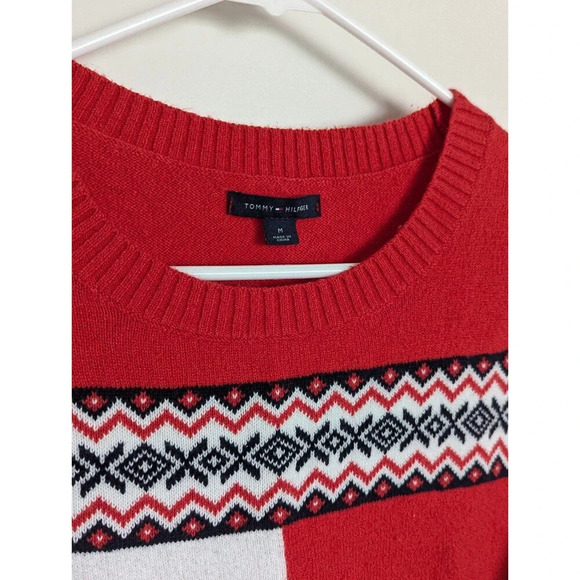 Tommy Hilfiger big flag fair isle holiday sweater M - Picture 3 of 5